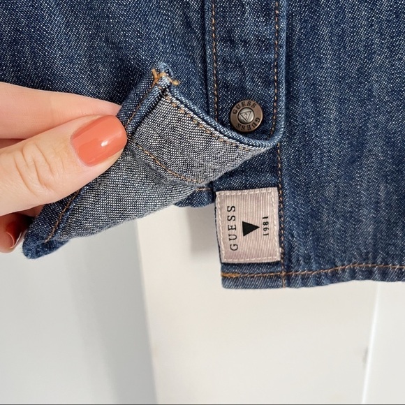 Vintage Guess Denim Button Down Long Sleeve Shirt - Picture 2 of 4